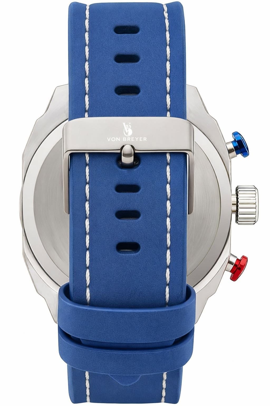 VON BREYER VON BREYER Men's Mens Watches Vanguard Chronograph Watch Blue Dial Blue Leather Strap - 4
