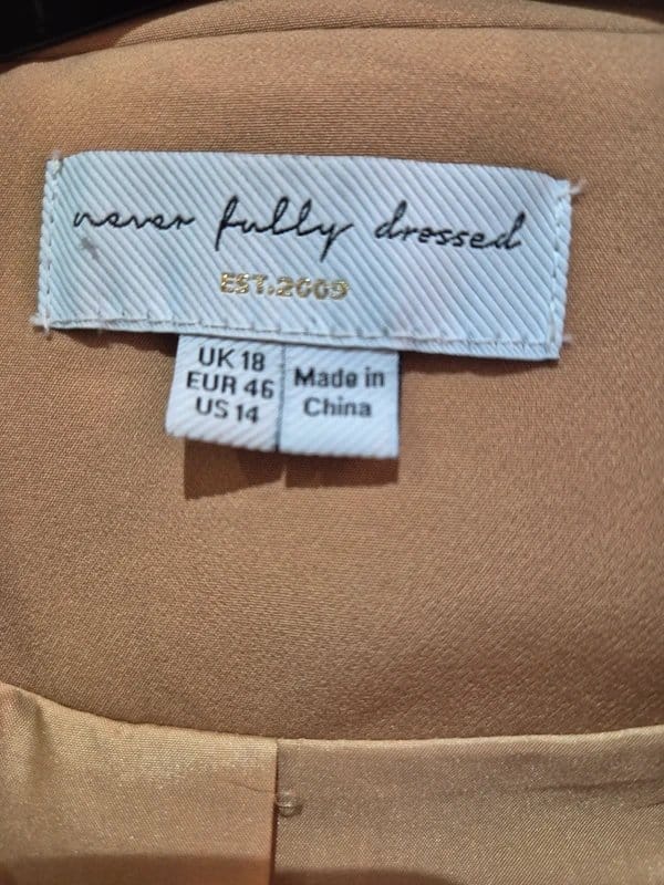 Never Fully Dressed Beige Long Waistcoat Size 18