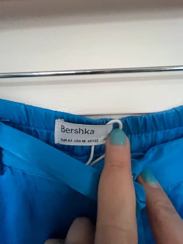 Bershka Bershka blue satin wide leg trousers s14