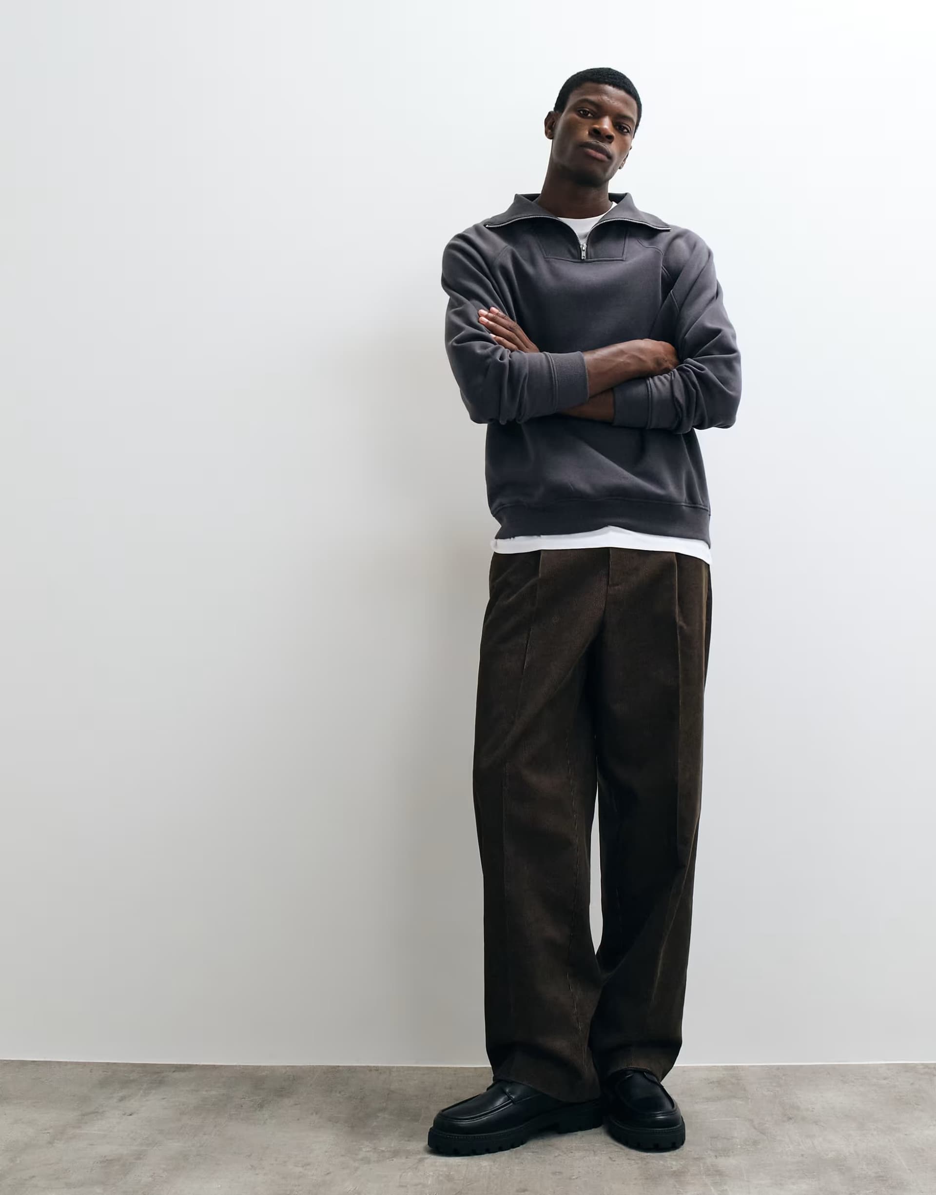ASOS ASOS DESIGN tailored two tone corduroy wide leg trousers in brown