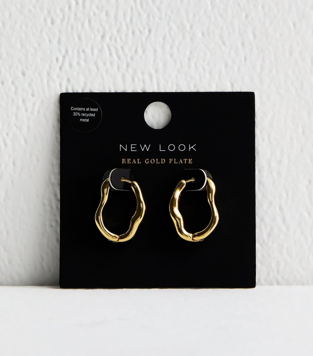 New Look 18ct Gold Plated Wavy Sleek Hoop Earrings New Look