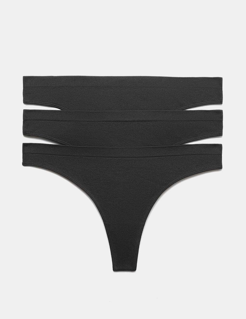 M&S Black Comfort Rib Thongs 3-Pack