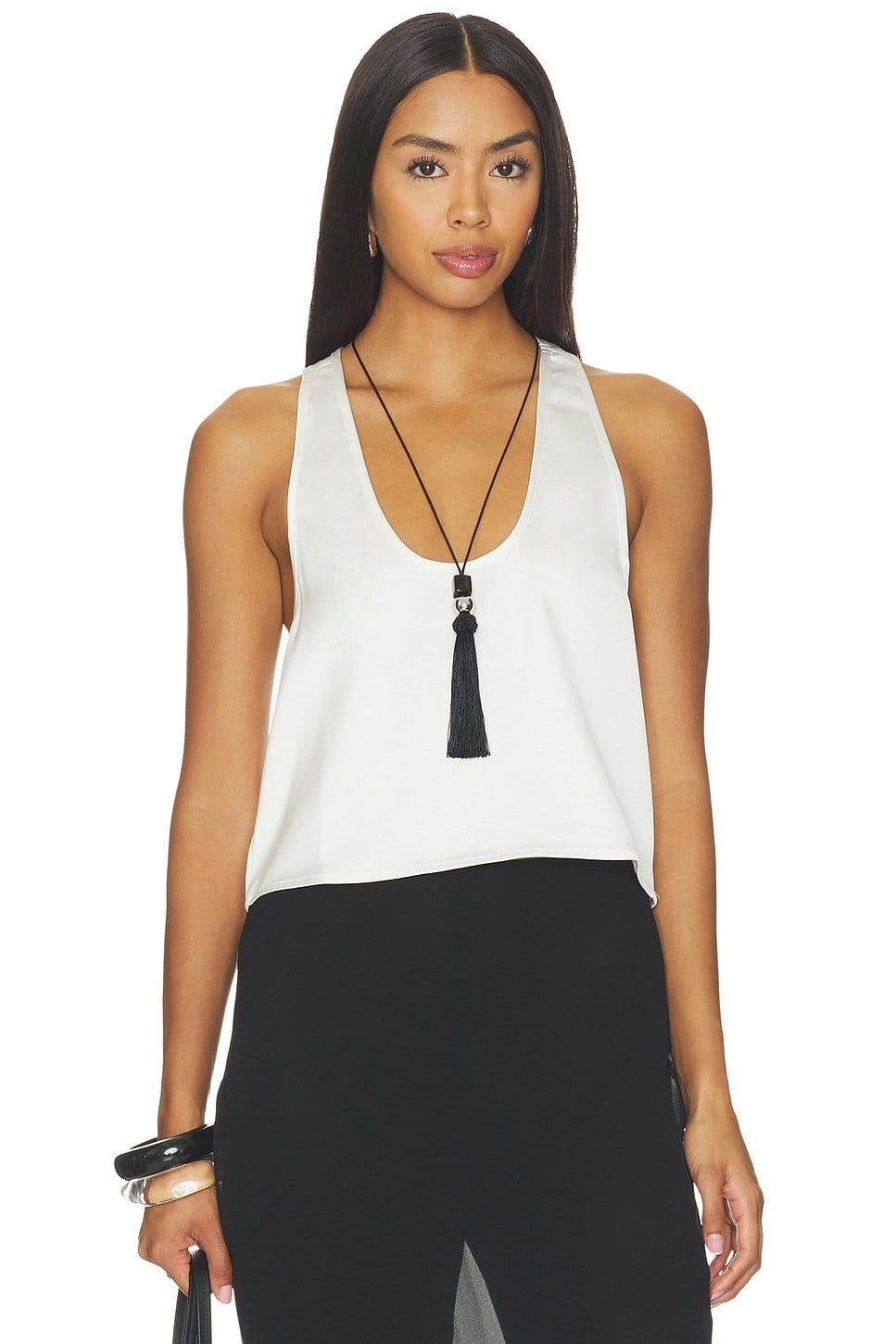 Revolve White Silk Sleeveless Top