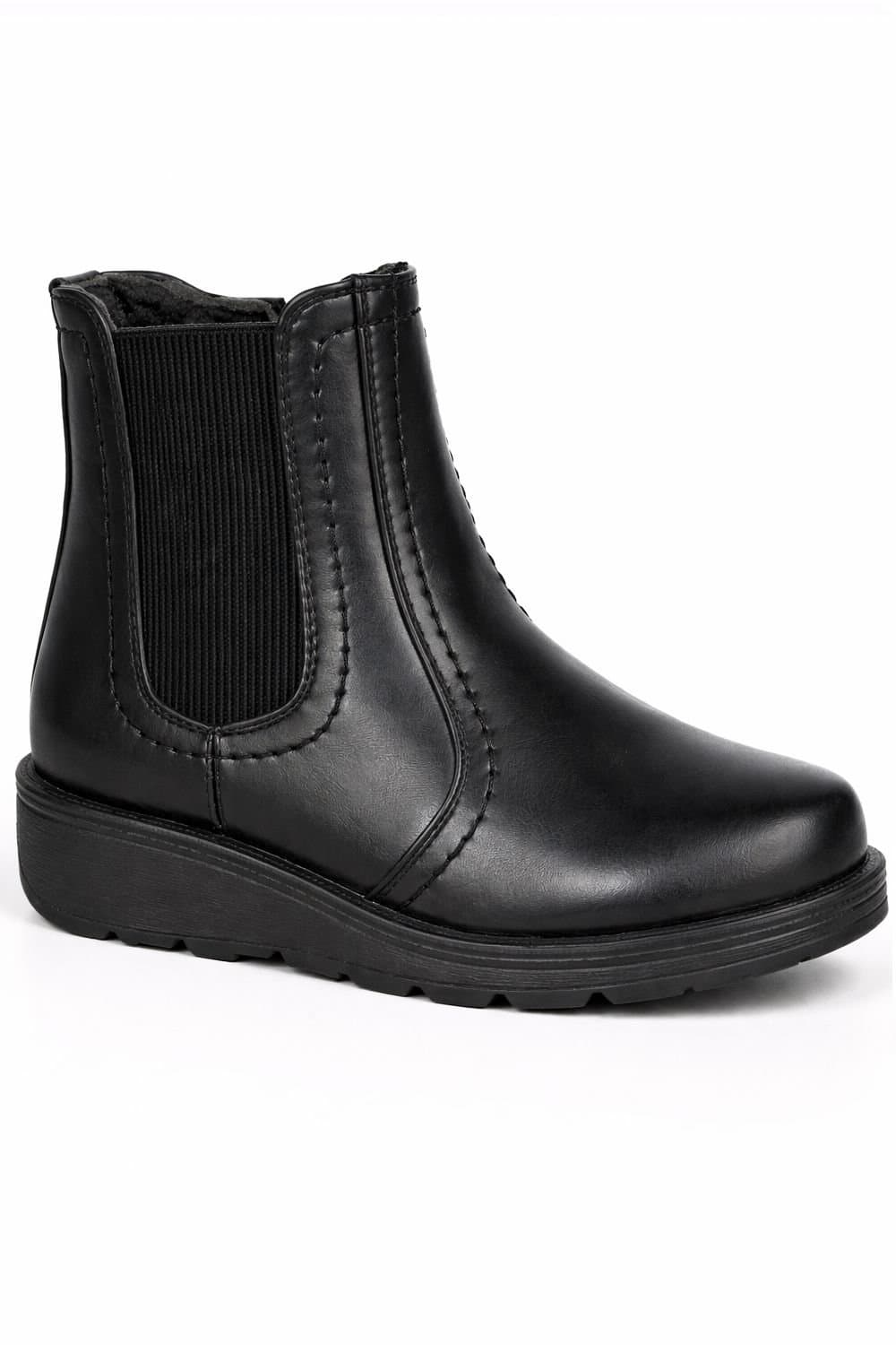 Spot On Spot On Women's Extra Wide Fit Chelsea Ankle Boots with Cushioned Sole in Black