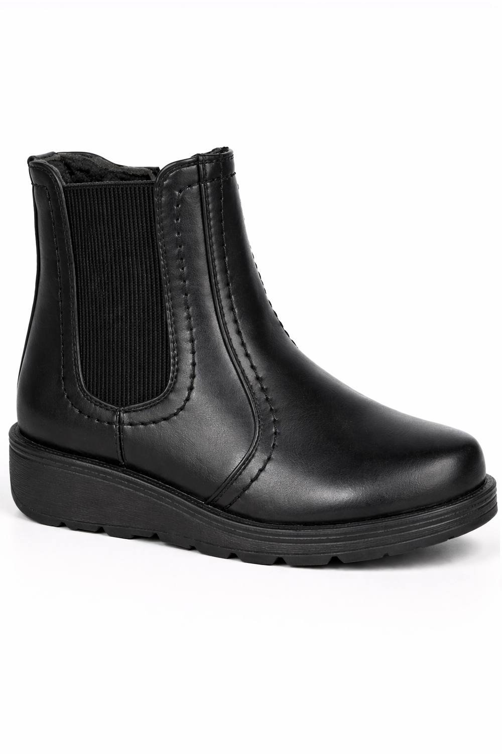 Spot On Spot On Women's Extra Wide Fit Chelsea Ankle Boots with Cushioned Sole in Black - 3