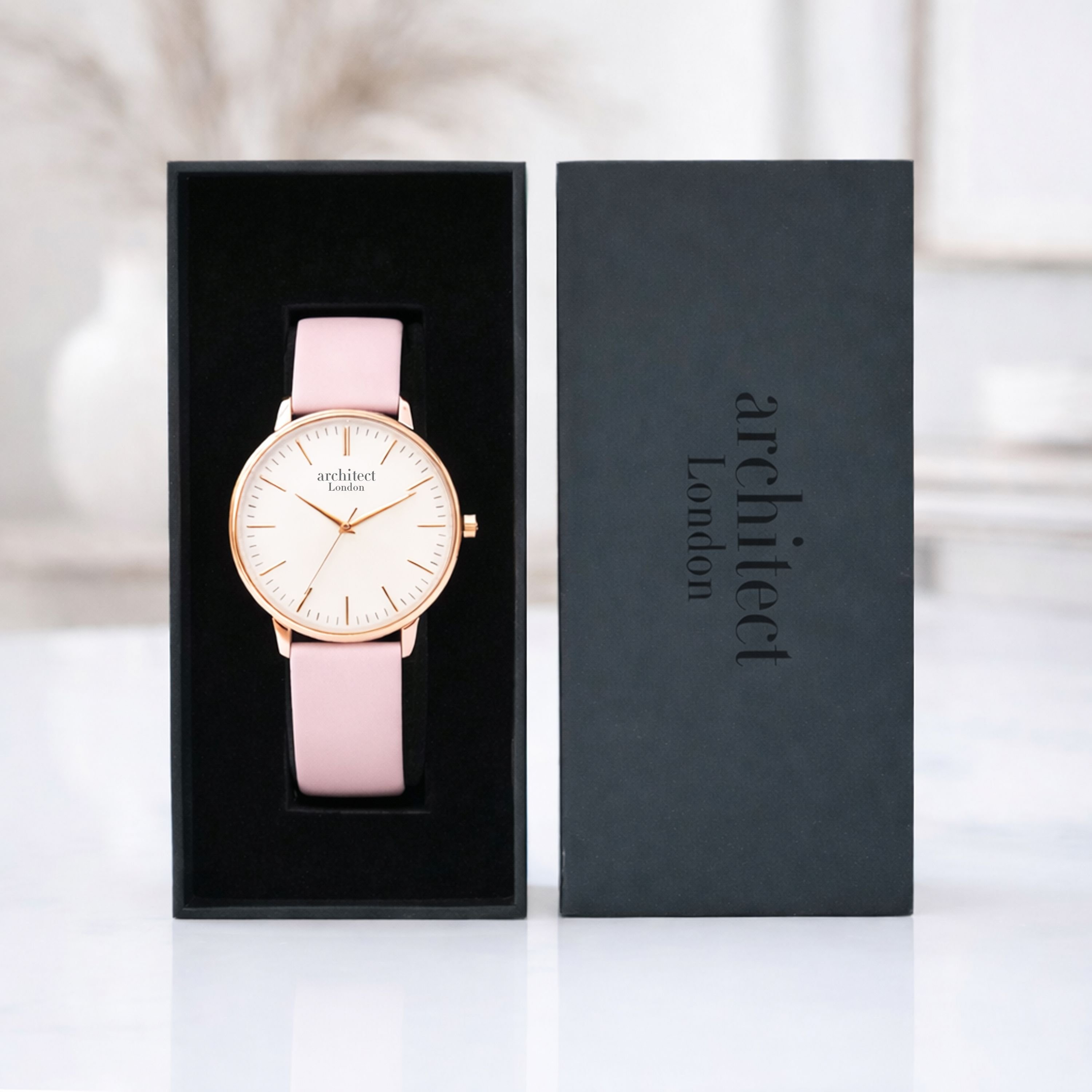 Wear We Met Wear We Met Women's Personalised Blanc Watch Rose Gold Bezel - Engraved in Baby Pink - 3