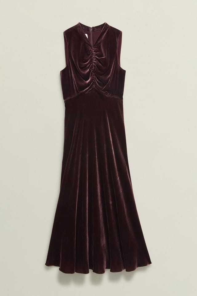 Hobbs London Hobbs London Women's Isleworth Velvet Midi Dress in Dark Brown - 2