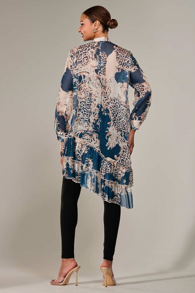 Jolie Moi Jolie Moi Women's Dipped Hem Shirt Midi Dress in Teal - 2