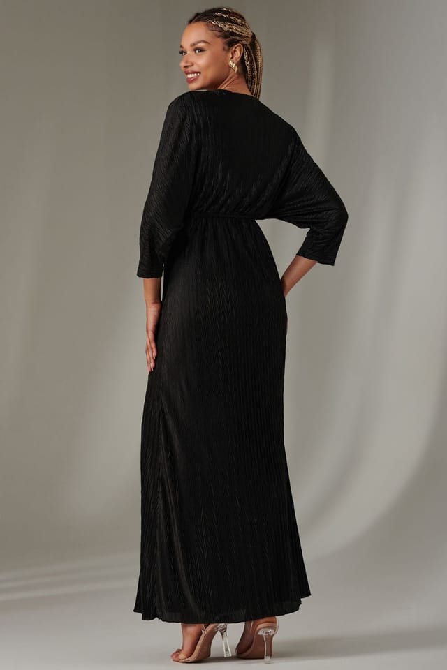 Jolie Moi Jolie Moi Women's Ruffle Hem Chiffon Midi Dress in Black - 2