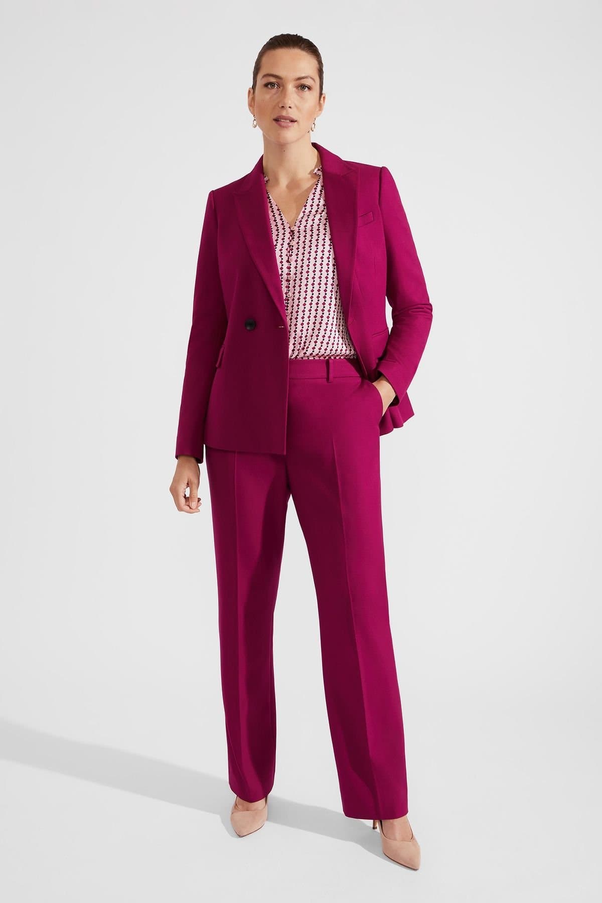 Hobbs London Hobbs London Women's Nola Double Breasted Suit Jacket in Magenta