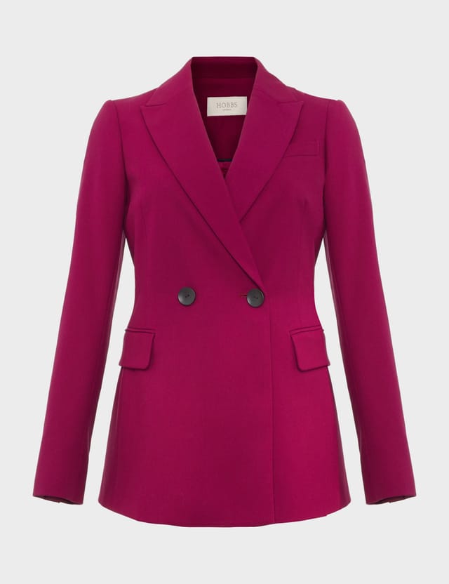 Hobbs London Hobbs London Women's Nola Double Breasted Suit Jacket in Magenta - 2