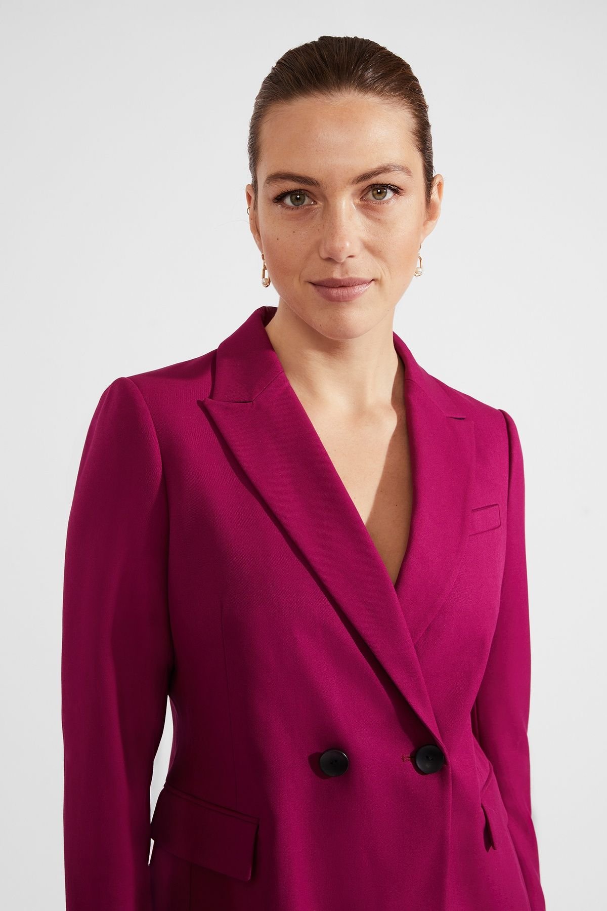 Hobbs London Hobbs London Women's Nola Double Breasted Suit Jacket in Magenta - 3