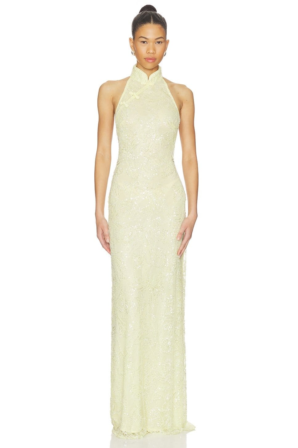Revolve Grace Beaded Dress in Pale Yellow