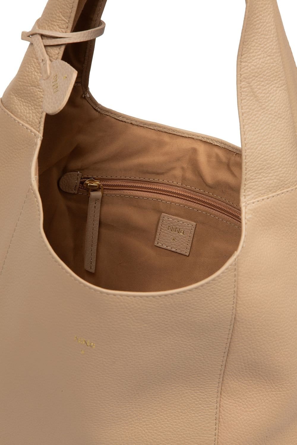 NiNa Amora NiNa Amora Women's 'Renata' Leather Shoulder Bag in Beige - 4