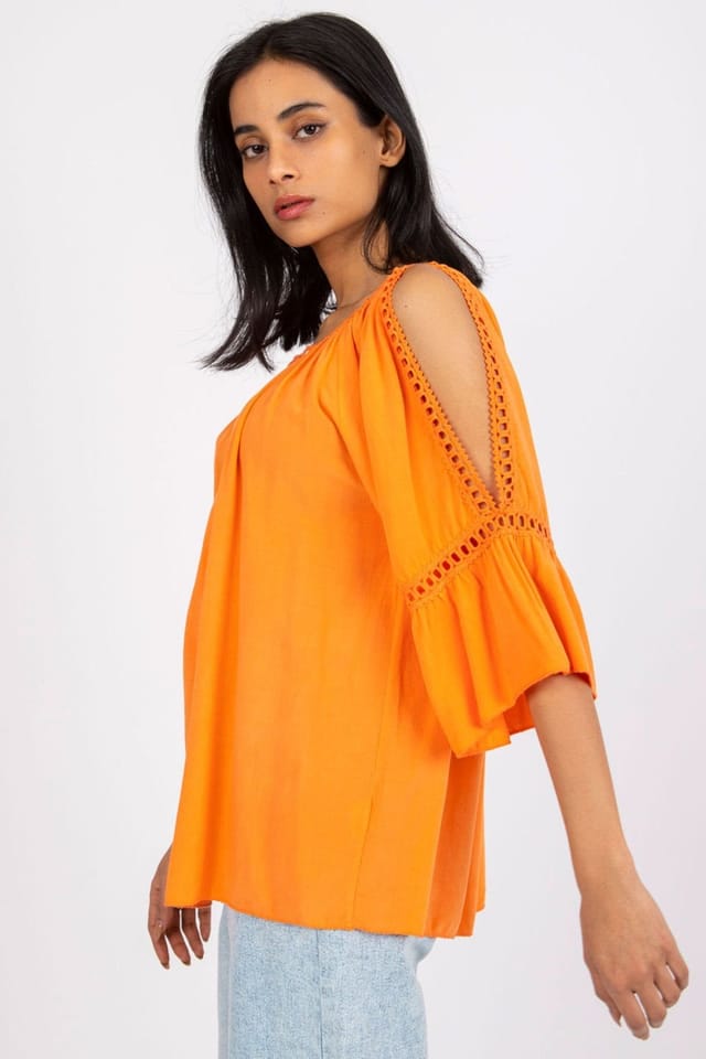 Love Lace Love Lace Women's Loose Fit 3/4 Sleeve Blouse Style 165899 in Orange - 2