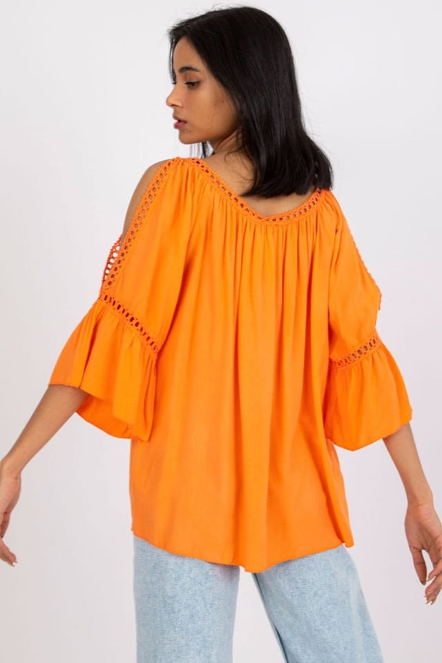 Love Lace Love Lace Women's Loose Fit 3/4 Sleeve Blouse Style 165899 in Orange - 3
