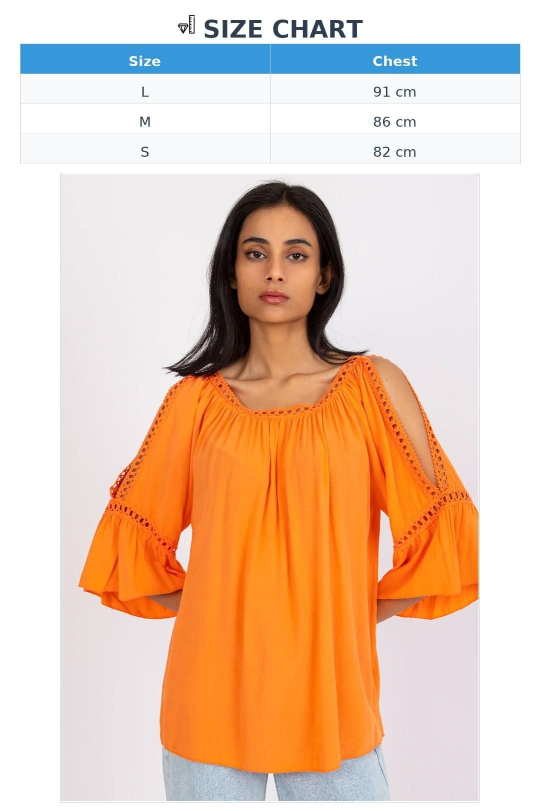 Love Lace Love Lace Women's Loose Fit 3/4 Sleeve Blouse Style 165899 in Orange - 4