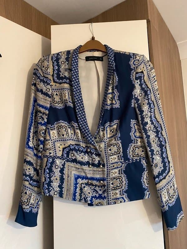 Zara Zara woman silk mix patterned blazer jacket
