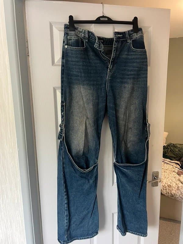 PLT PLT buckle detail wide leg jeans high waist