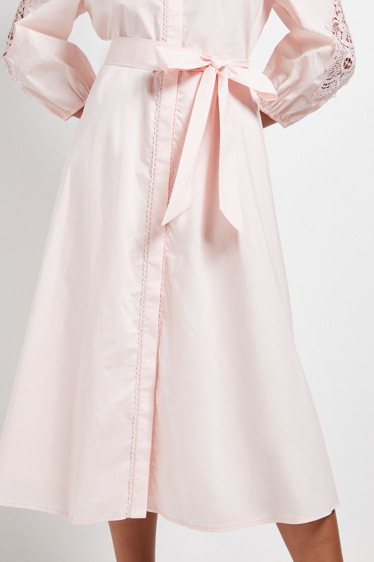Wallis Wallis Women's Petite Occasion Cotton Cutwork Detail Shirt Dress in Blush - 4