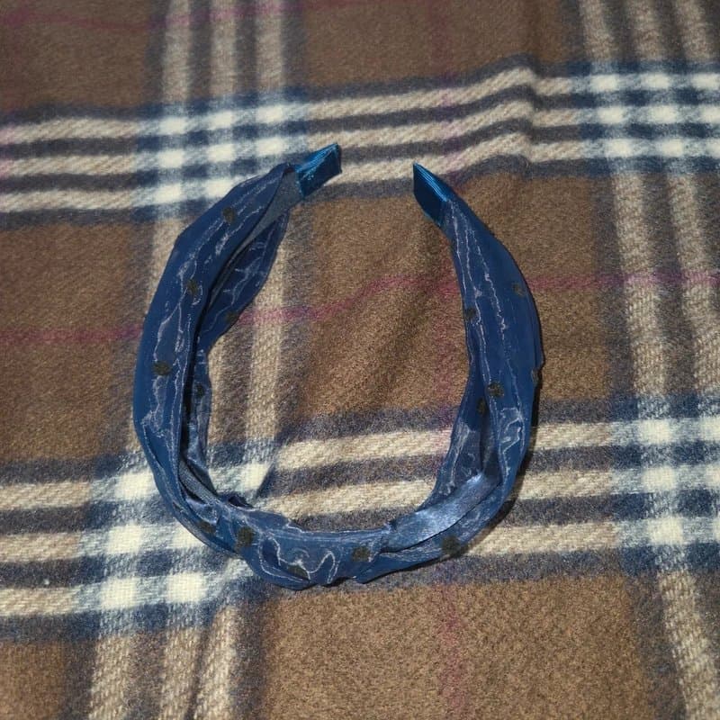 Claires Velvet Polka Dot Accent Organza Knotted Top Headband