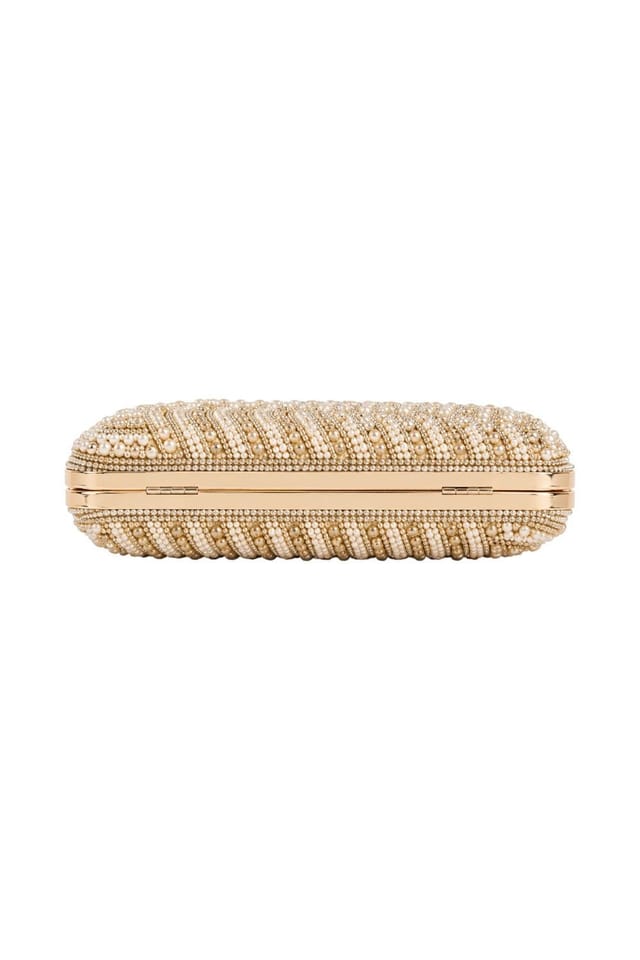 D2C D2C Women's Pearl Embellished Clutch Bag in Rose Gold - 2