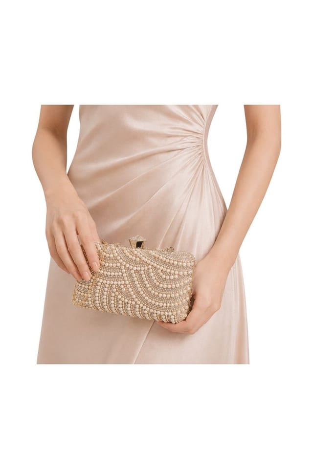 D2C D2C Women's Pearl Embellished Clutch Bag in Rose Gold - 3