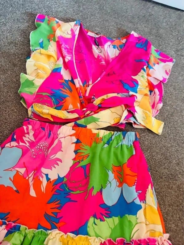 Flamant Rose Flamant 12-14 large rose 2 pink piece plunge top party holiday same day post
