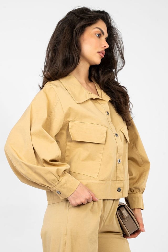Love Lace Love Lace Women's Long Sleeve Cotton Casual Shirt with Pockets in Brown - 2