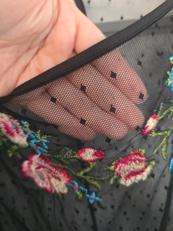 ASOS Design Embroidered Mesh Top - Size 20
