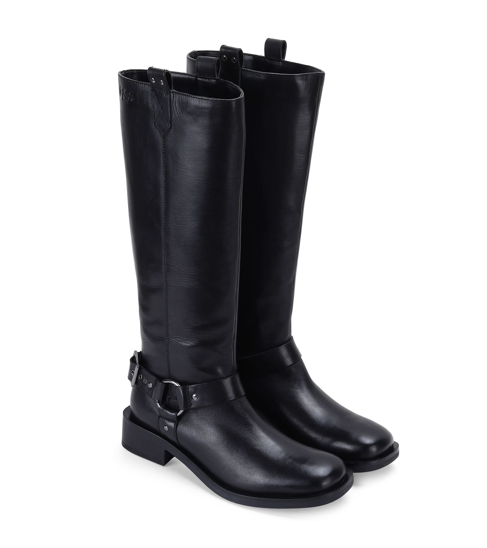 Off the Hook Off the Hook Women's 'ADDERSTONE' Black Block Heel Knee High Leather Boots - 4