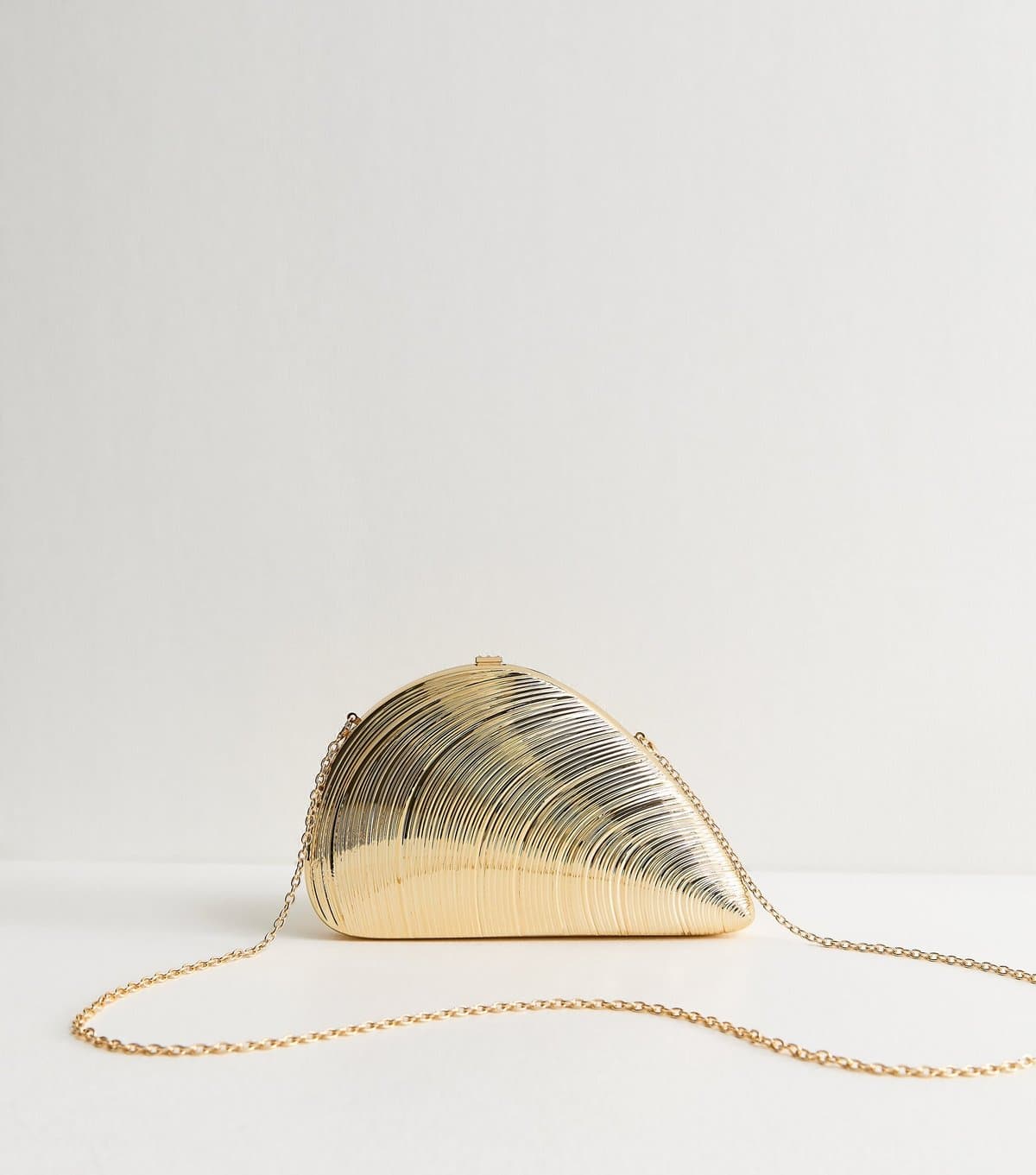 New Look New Look Gold Tone Clam Shell Box Clutch