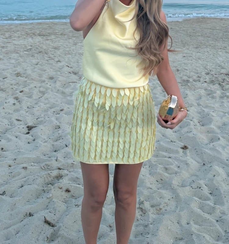 ASOS ASOS yellow sequin embellished skirt