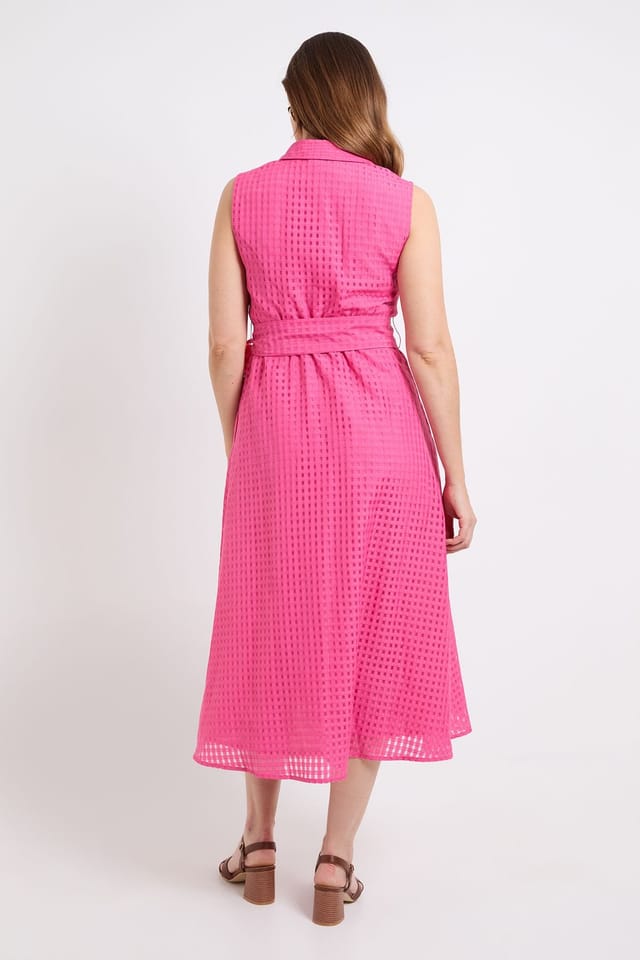 Wallis Wallis Women's Sleeveless Check Organza Shirt Dress in Pink - 3