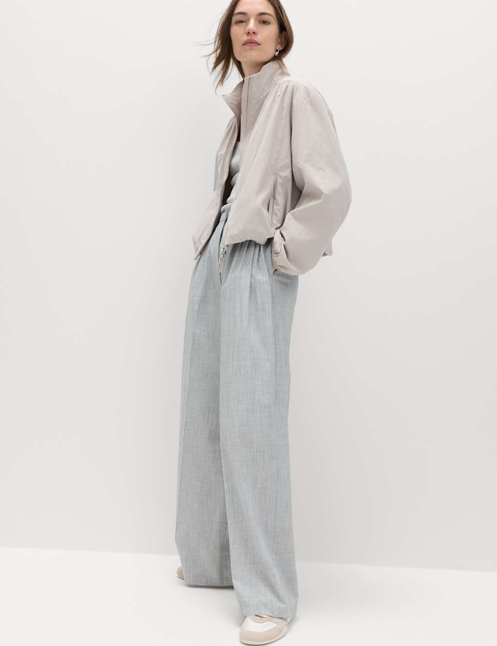 Marks & Spencer M&S Stormwear™ Lightweight Funnel Neck Gathered Jacket Grey - 2