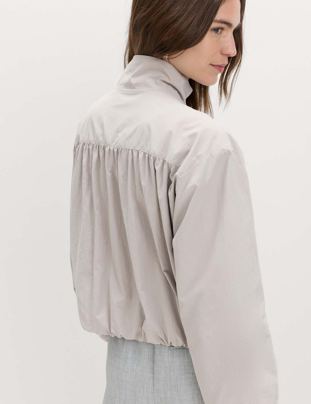 Marks & Spencer M&S Stormwear™ Lightweight Funnel Neck Gathered Jacket Grey - 3