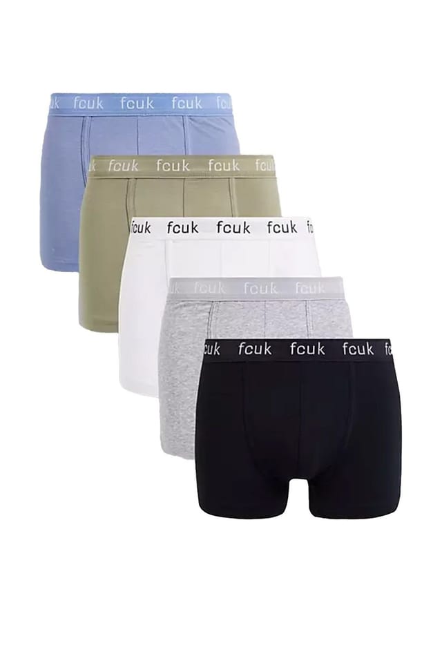 French Connection French Connection Men's 5 Pack FCUK Cotton Stretch Boxers in Khaki - 2