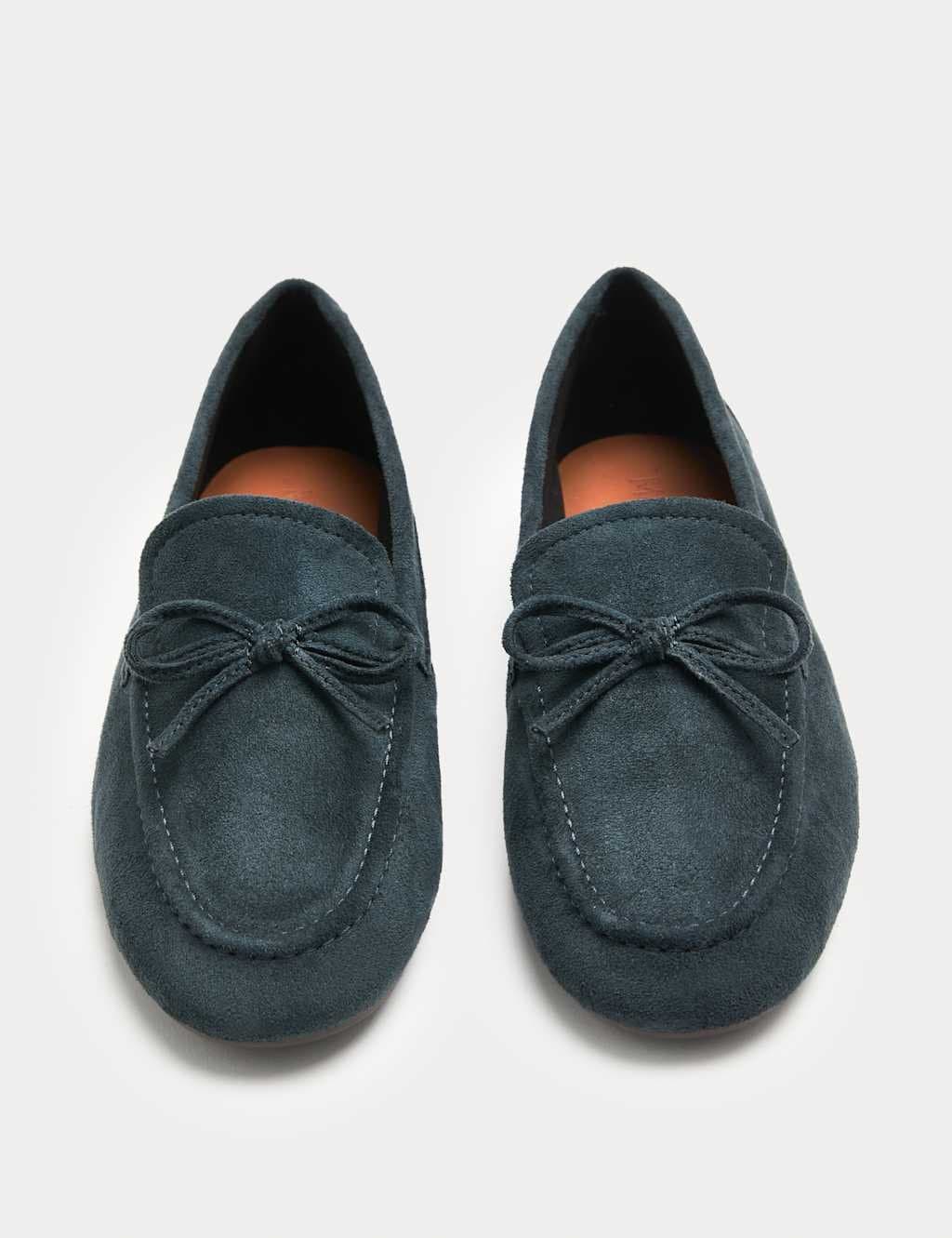 Marks & Spencer M&S Midnight Navy Suede Bow Loafer Pumps