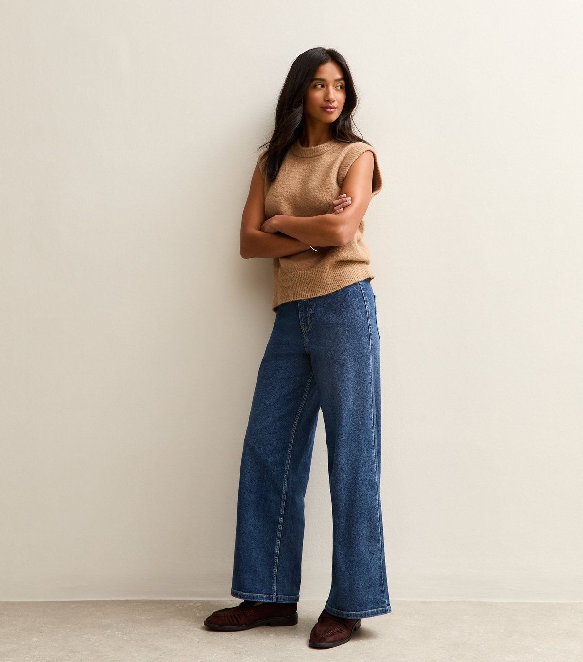 New Look Women's Petite Blue Stretch Wide Leg Jeans New Look - 4