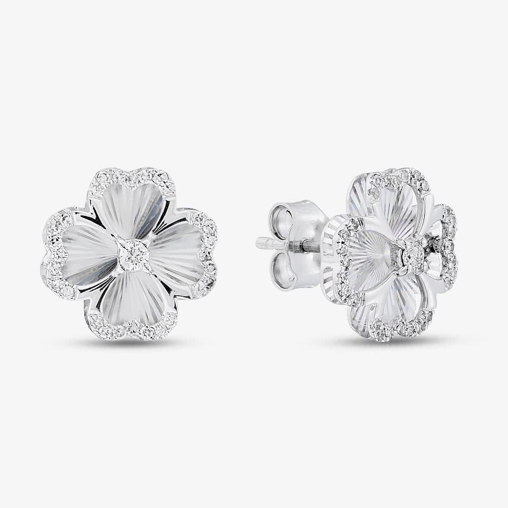 T.H.Baker T.H.Baker Women's 9ct White Gold 0.15ct Diamond Clover Stud Earrings THE46885-15SF (WG) in Silver