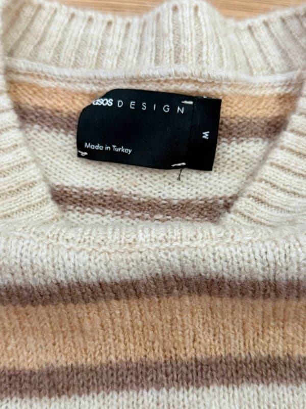 ASOS ASOS striped jumper beige brown oversized knit sweater men’s M women’s UK 10–14