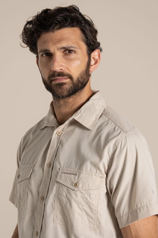 Craghoppers Craghoppers Men's NosiDefense Cotton-Blend 'Kiwi' Short Sleeve Shirt in Beige - 3