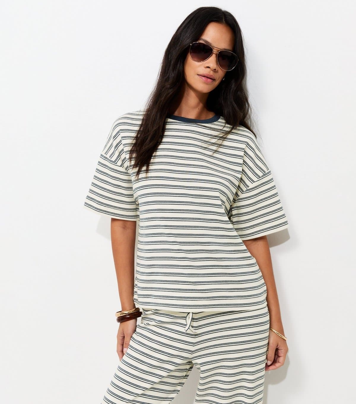 New Look Women's Blue Soft Touch Striped T-Shirt New Look
