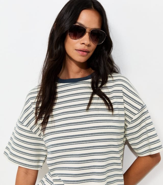 New Look Women's Blue Soft Touch Striped T-Shirt New Look - 3