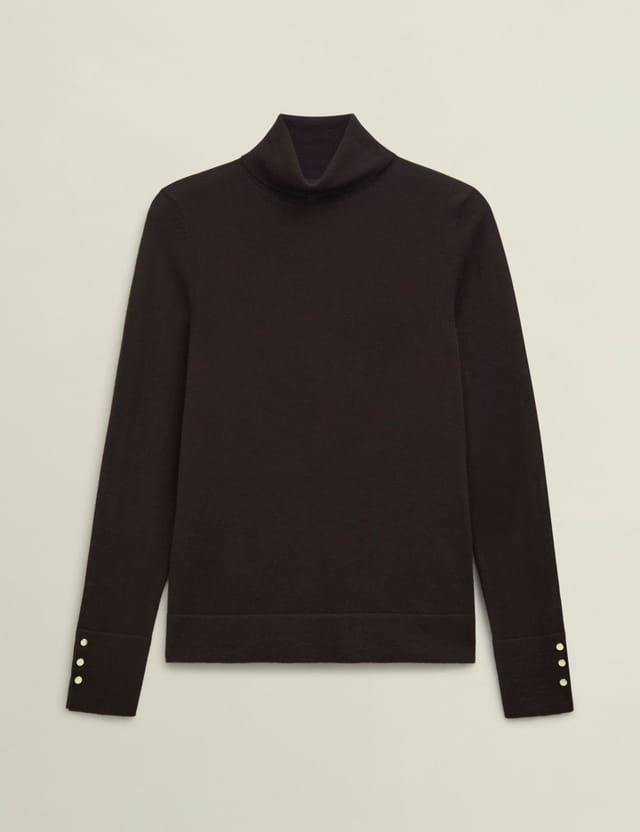 Hobbs London Hobbs London Women's Lara Rollneck Jumper in Dark Brown - 2