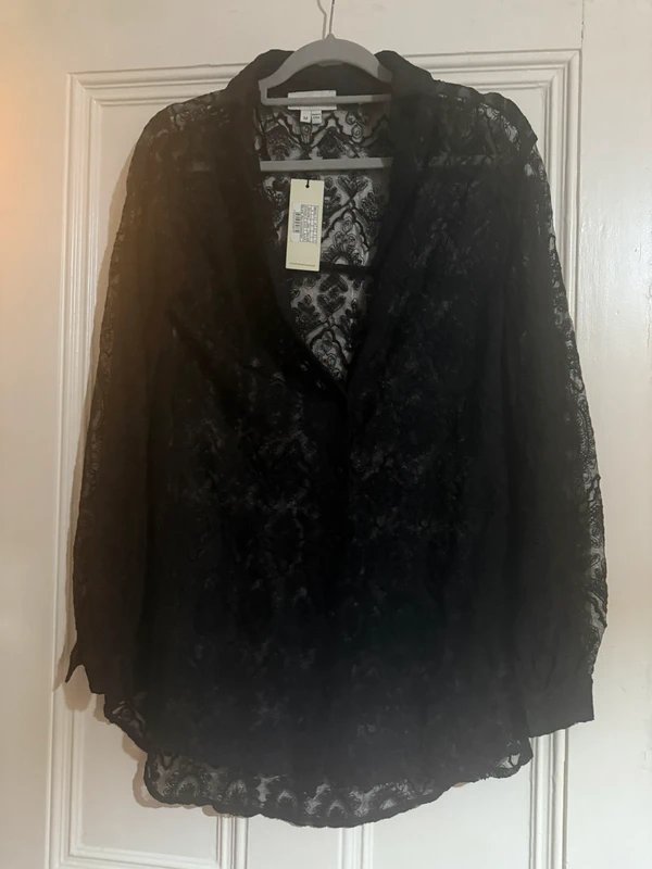 Never Fully Dressed Never fully dressed black sheer embroidered shirt - 1