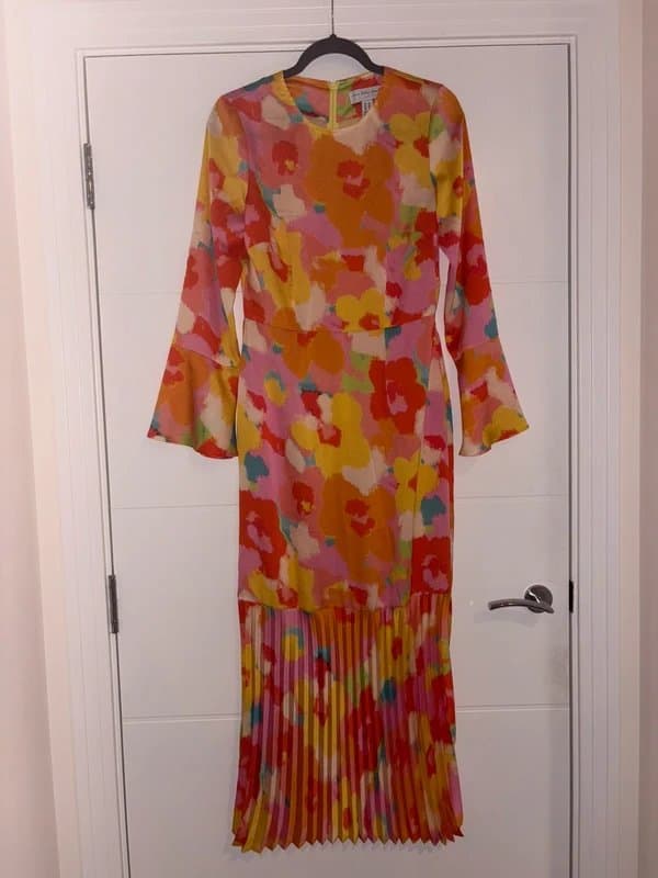 Never Fully Dressed Never Fully Dressed Colourful Pleated Hem Maxi Dress Size 10 Summer Occasion Long wedding guest