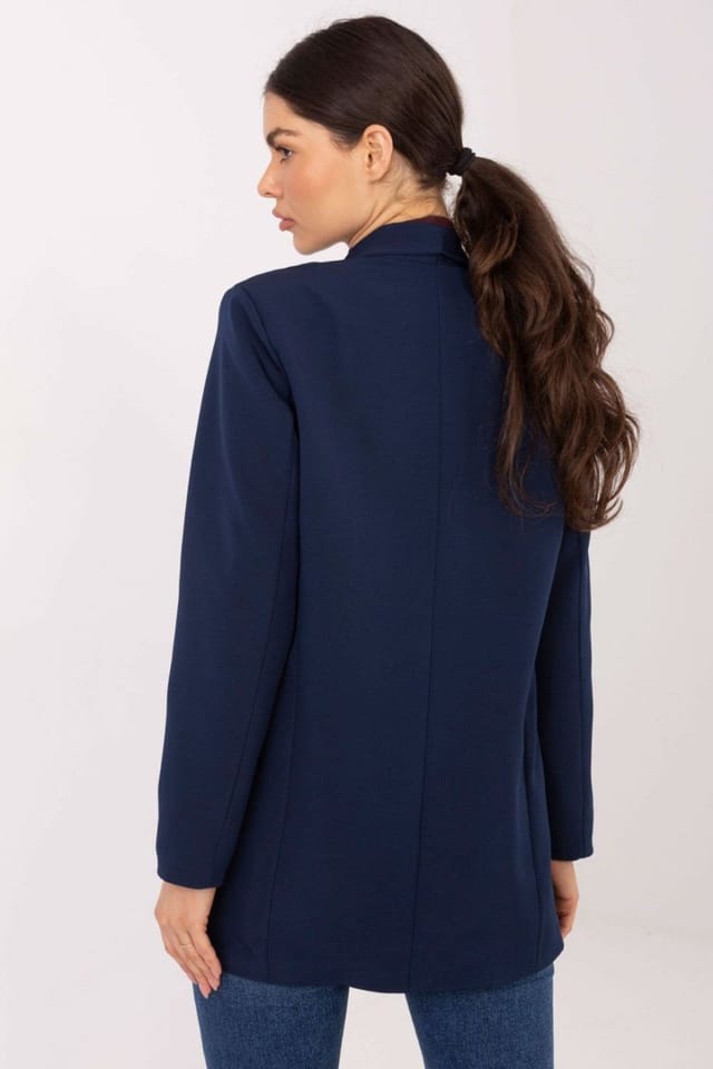 Love Lace Love Lace Women's Padded Shoulder Unfastened Blazer for Work in Blue - 3