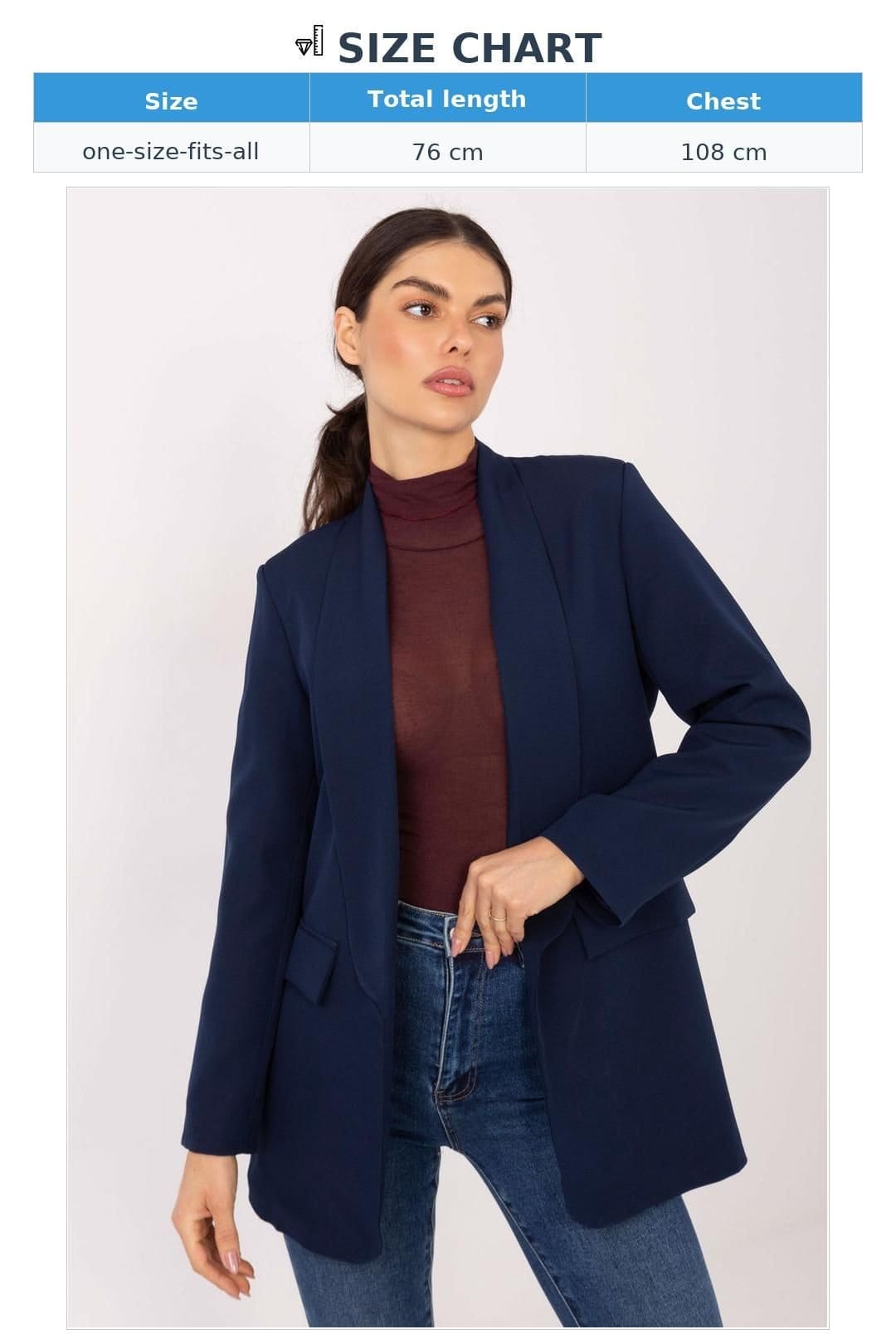 Love Lace Love Lace Women's Padded Shoulder Unfastened Blazer for Work in Blue - 4