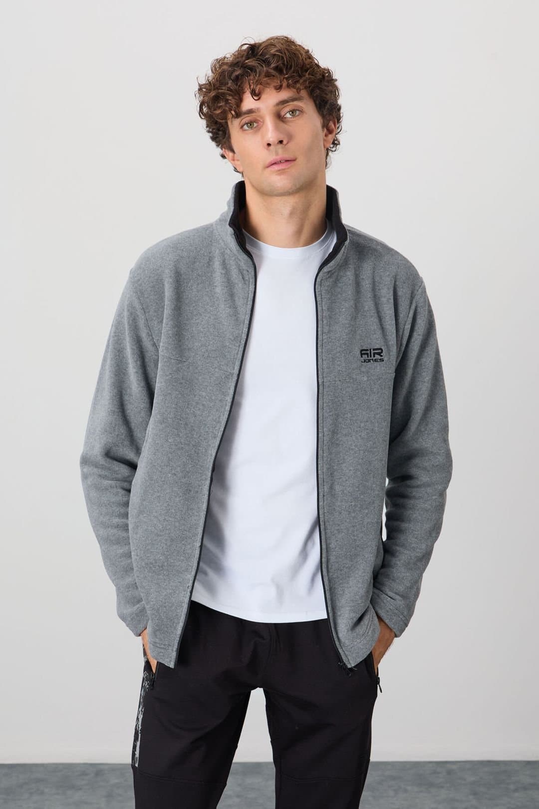 Tommy Life Tommy Life Men's Plush Zip-Front Sweatshirt in Grey